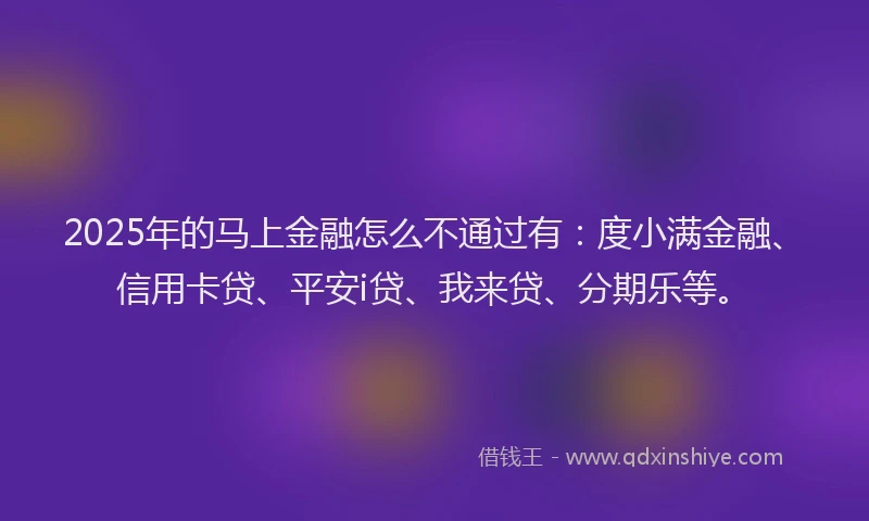2025年的马上金融怎么不通过有：度小满金融、信用卡贷、平安i贷、我来贷、分期乐等。