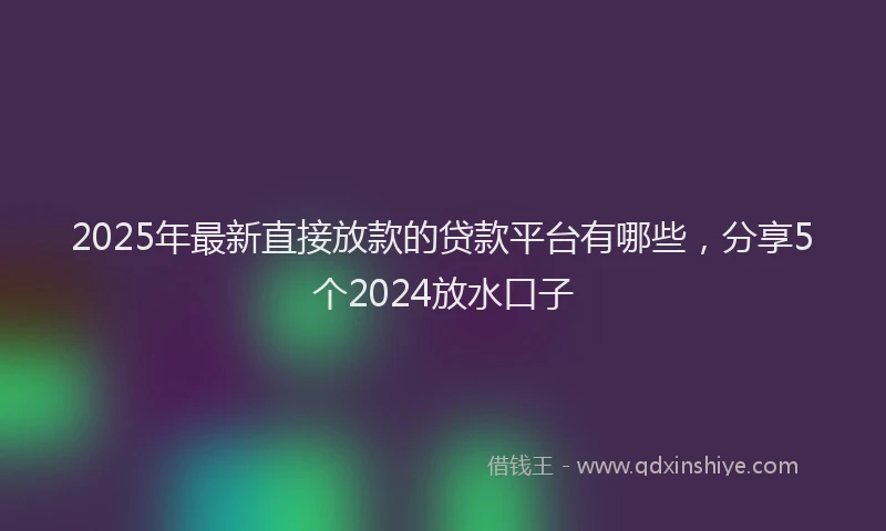 2025年最新直接放款的贷款平台有哪些，分享5个2024放水口子