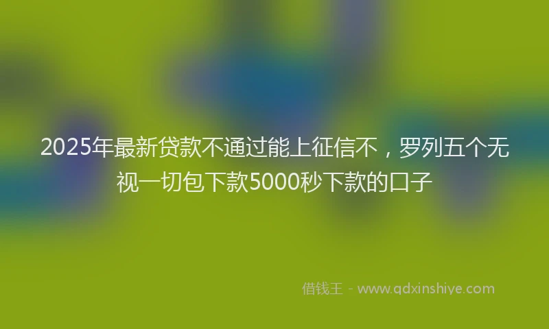 2025年最新贷款不通过能上征信不，罗列五个无视一切包下款5000秒下款的口子