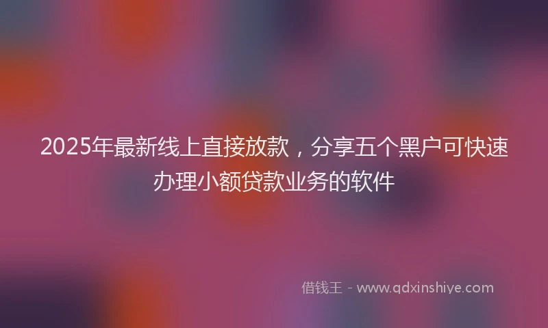 2025年最新线上直接放款，分享五个黑户可快速办理小额贷款业务的软件