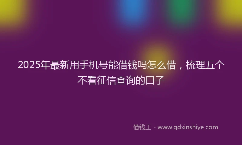 2025年最新用手机号能借钱吗怎么借，梳理五个不看征信查询的口子
