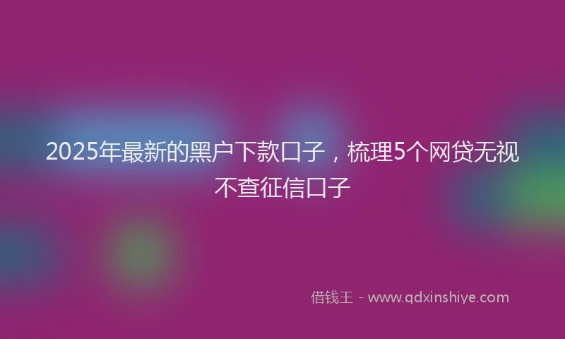 2025年最新的黑户下款口子，梳理5个网贷无视不查征信口子