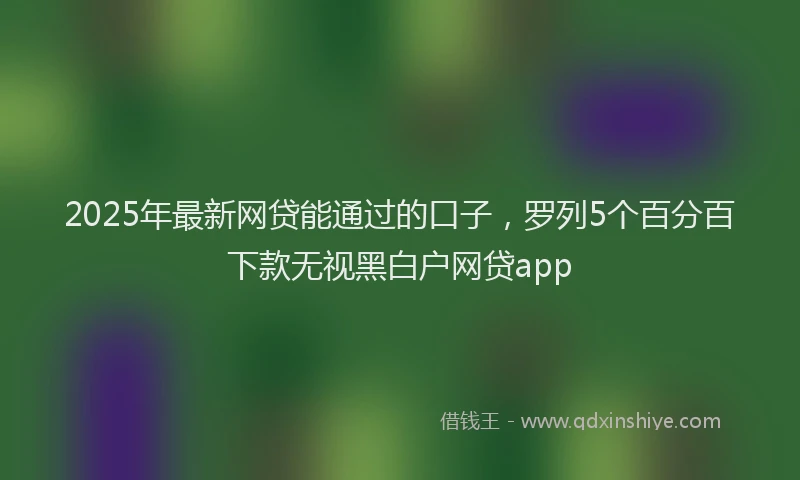 2025年最新网贷能通过的口子，罗列5个百分百下款无视黑白户网贷app