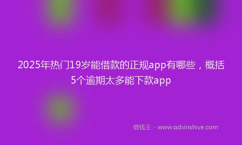 2025年热门19岁能借款的正规app有哪些，概括5个逾期太多能下款app
