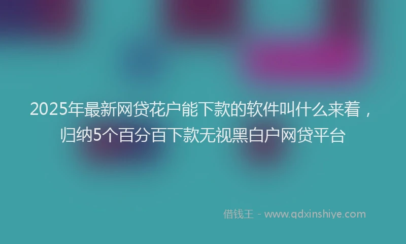 2025年最新网贷花户能下款的软件叫什么来着，归纳5个百分百下款无视黑白户网贷平台