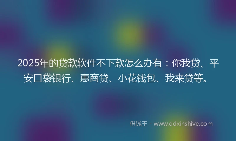 2025年的贷款软件不下款怎么办有：你我贷、平安口袋银行、惠商贷、小花钱包、我来贷等。