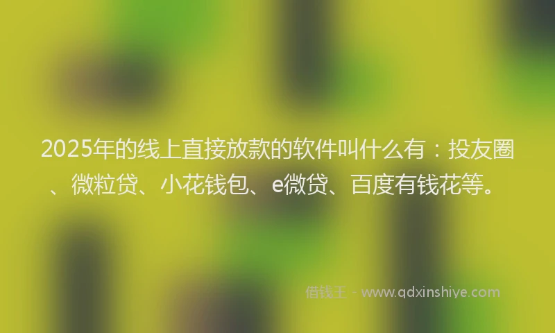 2025年的线上直接放款的软件叫什么有：投友圈、微粒贷、小花钱包、e微贷、百度有钱花等。