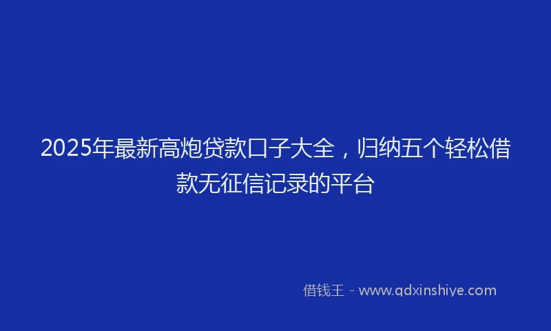 2025年最新高炮贷款口子大全，归纳五个轻松借款无征信记录的平台