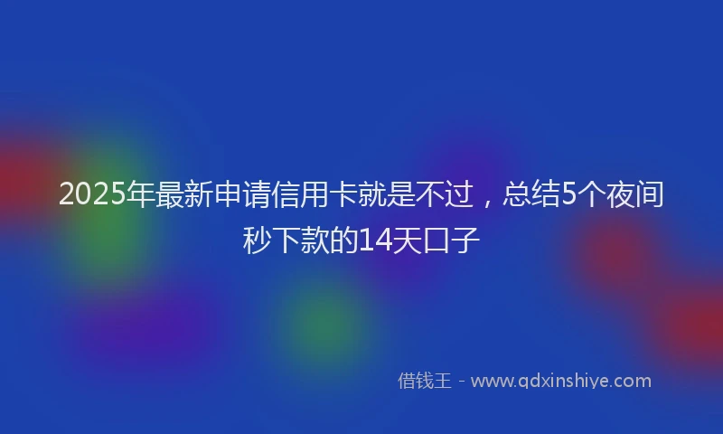 2025年最新申请信用卡就是不过，总结5个夜间秒下款的14天口子