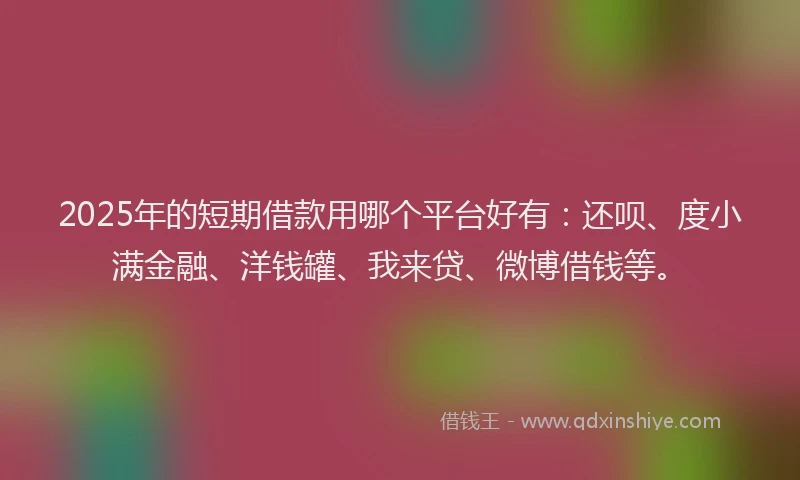 2025年的短期借款用哪个平台好有：还呗、度小满金融、洋钱罐、我来贷、微博借钱等。