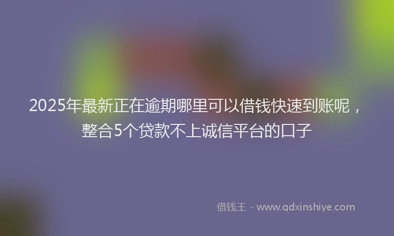 2025年最新正在逾期哪里可以借钱快速到账呢，整合5个贷款不上诚信平台的口子