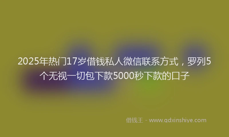 2025年热门17岁借钱私人微信联系方式，罗列5个无视一切包下款5000秒下款的口子
