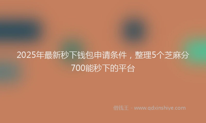2025年最新秒下钱包申请条件，整理5个芝麻分700能秒下的平台