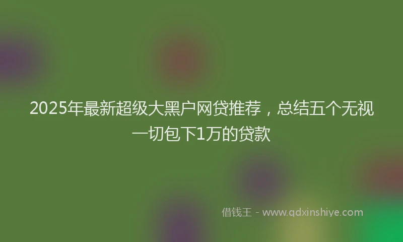 2025年最新超级大黑户网贷推荐，总结五个无视一切包下1万的贷款