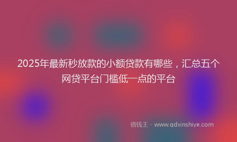 2025年最新秒放款的小额贷款有哪些，汇总五个网贷平台门槛低一点的平台