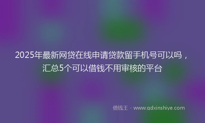 2025年最新网贷在线申请贷款留手机号可以吗，汇总5个可以借钱不用审核的平台