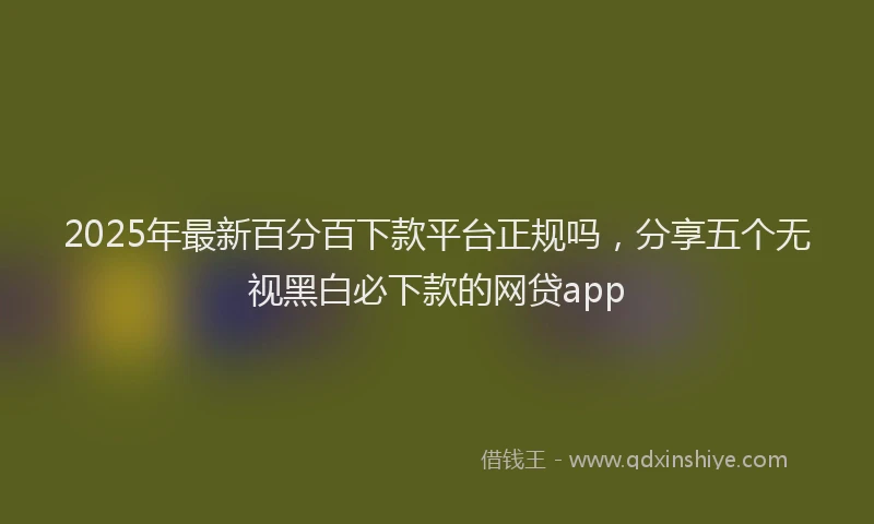2025年最新百分百下款平台正规吗，分享五个无视黑白必下款的网贷app
