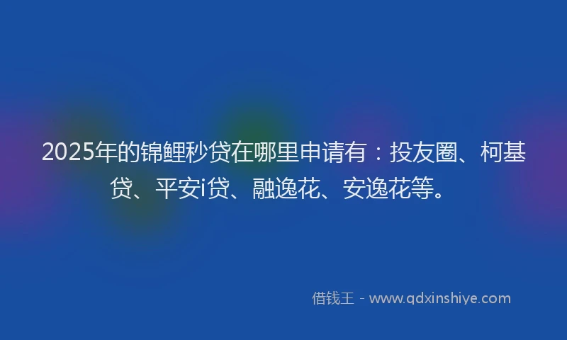 2025年的锦鲤秒贷在哪里申请有：投友圈、柯基贷、平安i贷、融逸花、安逸花等。