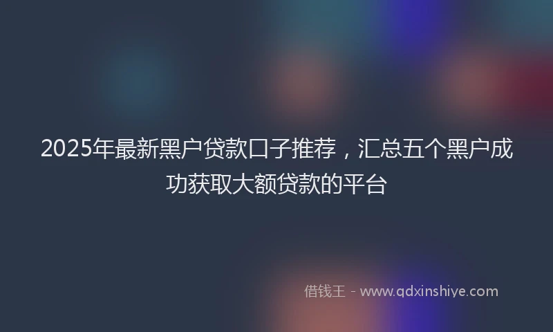 2025年最新黑户贷款口子推荐，汇总五个黑户成功获取大额贷款的平台