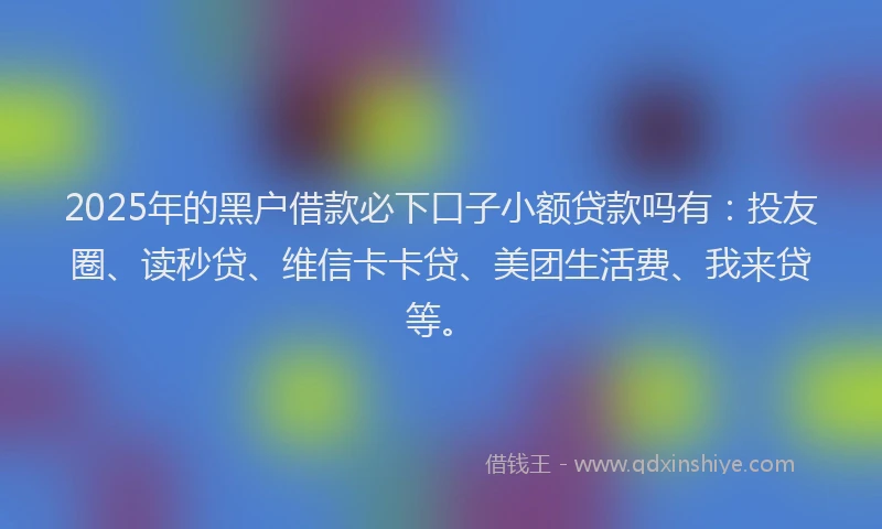2025年的黑户借款必下口子小额贷款吗有：投友圈、读秒贷、维信卡卡贷、美团生活费、我来贷等。