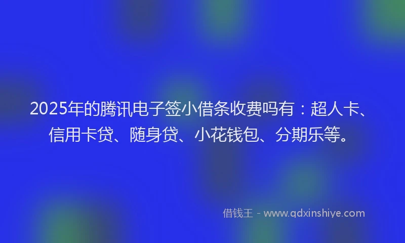 2025年的腾讯电子签小借条收费吗有：超人卡、信用卡贷、随身贷、小花钱包、分期乐等。