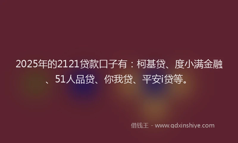 2025年的2121贷款口子有：柯基贷、度小满金融、51人品贷、你我贷、平安i贷等。