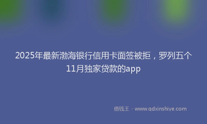 2025年最新渤海银行信用卡面签被拒，罗列五个11月独家贷款的app