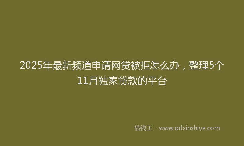 2025年最新频道申请网贷被拒怎么办，整理5个11月独家贷款的平台