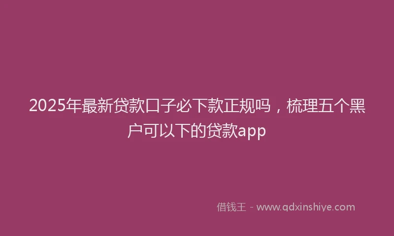 2025年最新贷款口子必下款正规吗，梳理五个黑户可以下的贷款app