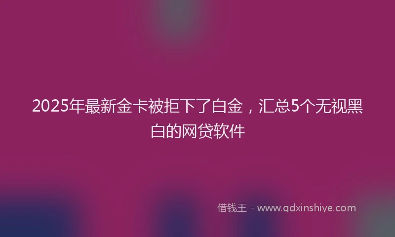 2025年最新金卡被拒下了白金，汇总5个无视黑白的网贷软件