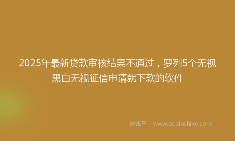 2025年最新贷款审核结果不通过，罗列5个无视黑白无视征信申请就下款的软件