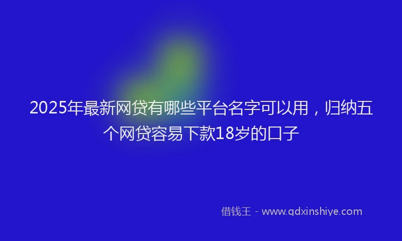 2025年最新网贷有哪些平台名字可以用，归纳五个网贷容易下款18岁的口子