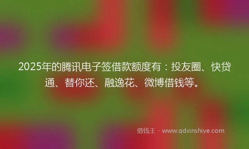 2025年的腾讯电子签借款额度有：投友圈、快贷通、替你还、融逸花、微博借钱等。