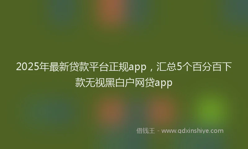2025年最新贷款平台正规app，汇总5个百分百下款无视黑白户网贷app