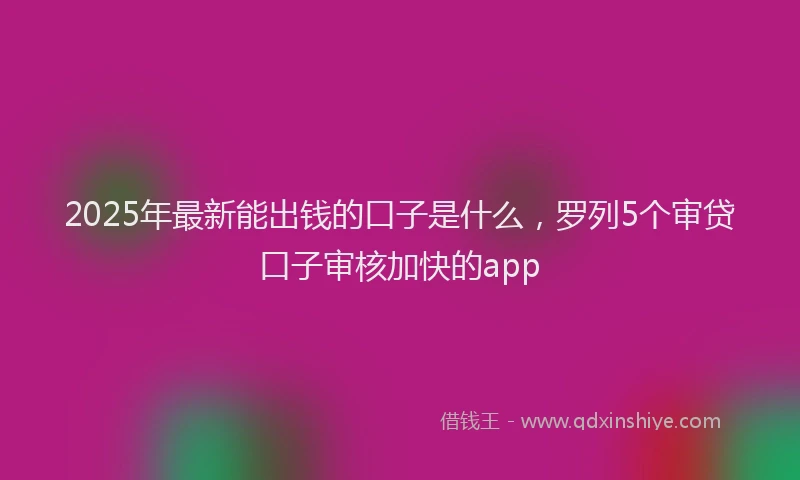 2025年最新能出钱的口子是什么，罗列5个审贷口子审核加快的app