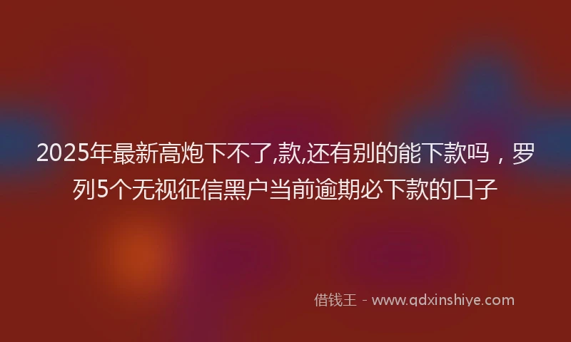 2025年最新高炮下不了,款,还有别的能下款吗，罗列5个无视征信黑户当前逾期必下款的口子