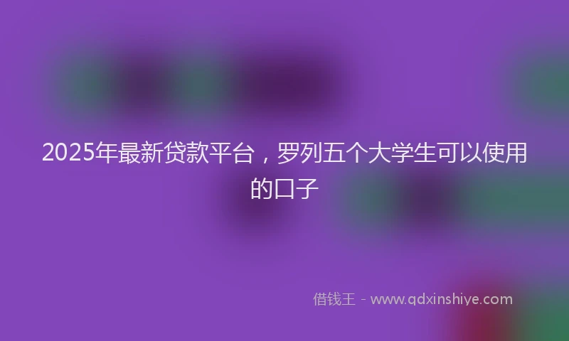 2025年最新贷款平台，罗列五个大学生可以使用的口子