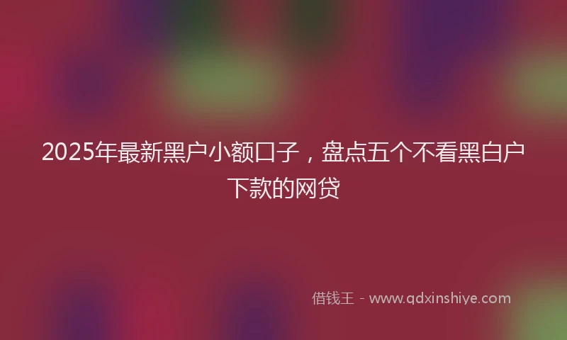 2025年最新黑户小额口子，盘点五个不看黑白户下款的网贷