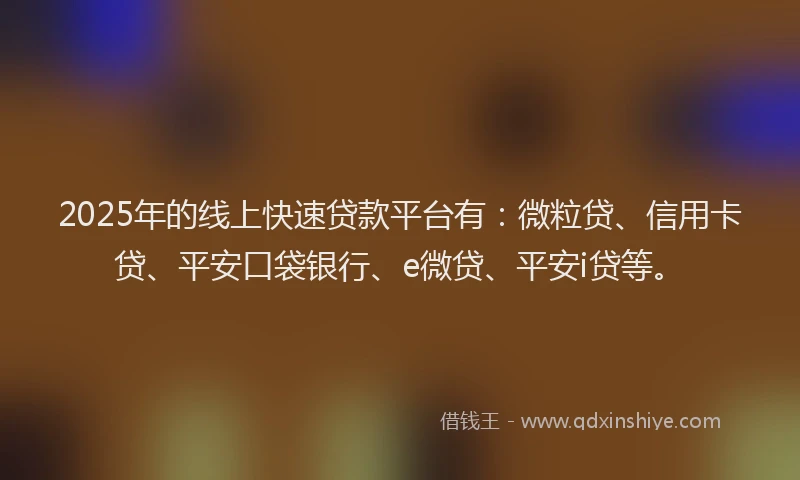 2025年的线上快速贷款平台有：微粒贷、信用卡贷、平安口袋银行、e微贷、平安i贷等。
