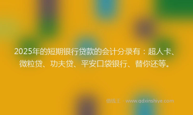 2025年的短期银行贷款的会计分录有：超人卡、微粒贷、功夫贷、平安口袋银行、替你还等。