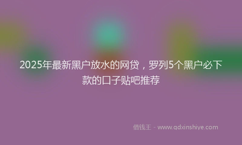 2025年最新黑户放水的网贷，罗列5个黑户必下款的口子贴吧推荐