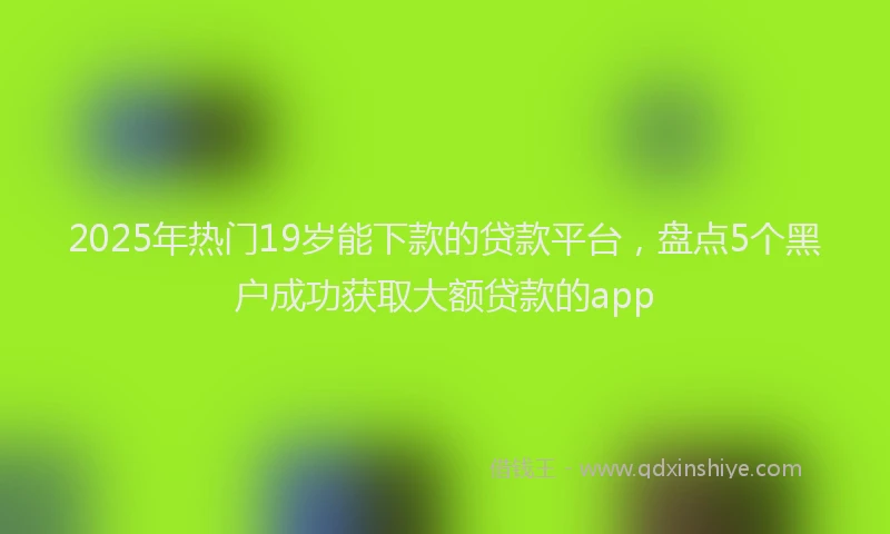 2025年热门19岁能下款的贷款平台，盘点5个黑户成功获取大额贷款的app