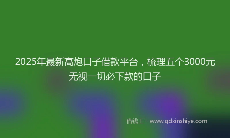 2025年最新高炮口子借款平台，梳理五个3000元无视一切必下款的口子
