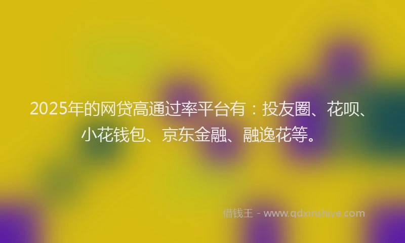 2025年的网贷高通过率平台有：投友圈、花呗、小花钱包、京东金融、融逸花等。
