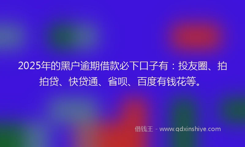 2025年的黑户逾期借款必下口子有：投友圈、拍拍贷、快贷通、省呗、百度有钱花等。