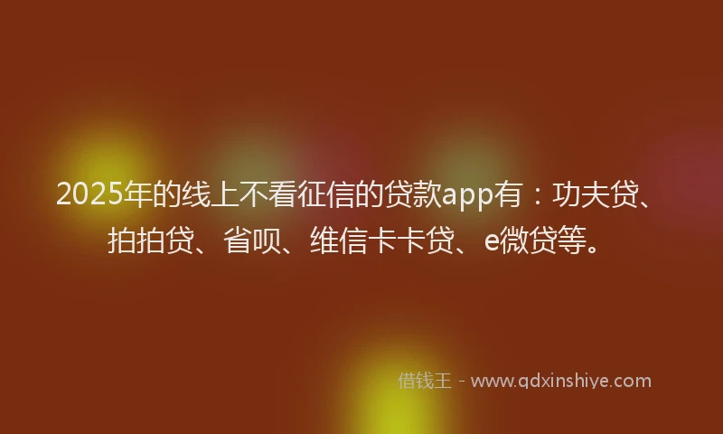 2025年的线上不看征信的贷款app有：功夫贷、拍拍贷、省呗、维信卡卡贷、e微贷等。