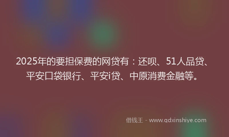 2025年的要担保费的网贷有：还呗、51人品贷、平安口袋银行、平安i贷、中原消费金融等。