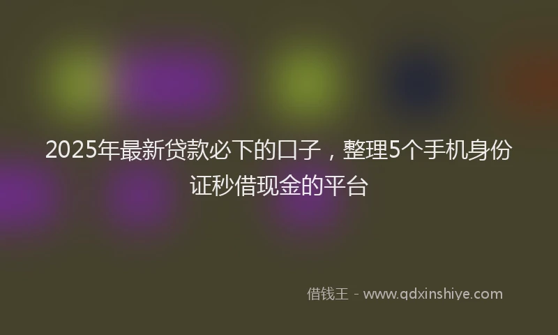 2025年最新贷款必下的口子，整理5个手机身份证秒借现金的平台