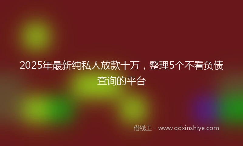 2025年最新纯私人放款十万，整理5个不看负债查询的平台