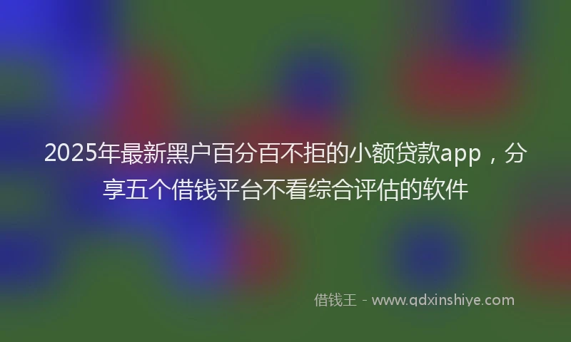 2025年最新黑户百分百不拒的小额贷款app，分享五个借钱平台不看综合评估的软件